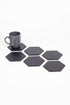 Leather Hexagonal Coaster Black 6 Pcs